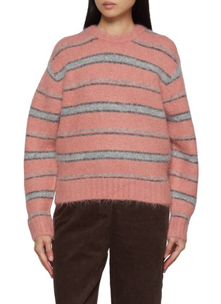 Main View - Click To Enlarge - DUNST - Hairly Striped Alpaca Blend Sweater