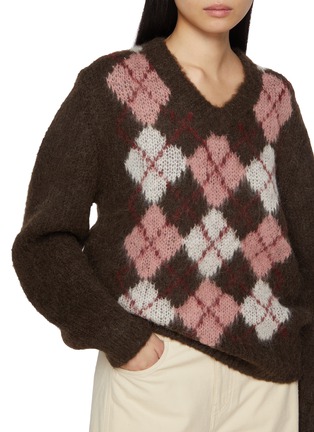  - DUNST - V-Neck Argyle Knit Sweater