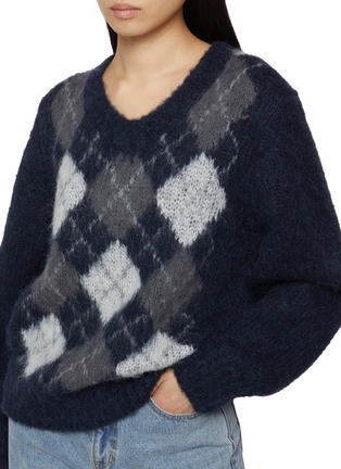  - DUNST - V-Neck Argyle Knit Sweater