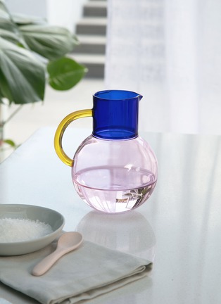 Detail View - Click To Enlarge - BLOCK DESIGN - Small Pablo Glass Jug — Pink/Cobalt
