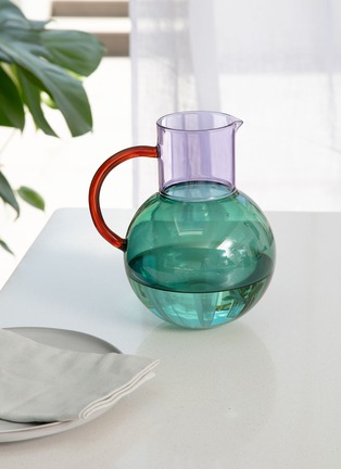 Detail View - Click To Enlarge - BLOCK DESIGN - Large Pablo Glass Jug — Teal/Lilac