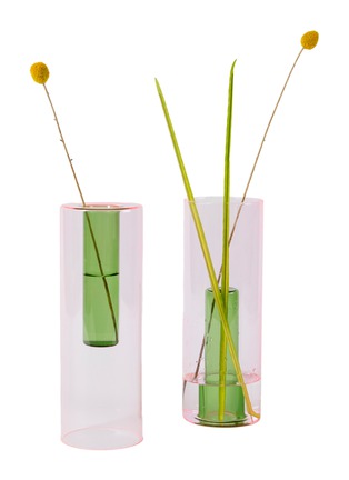 Main View - Click To Enlarge - BLOCK DESIGN - Large Reversible Glass Vase — Pink/Green