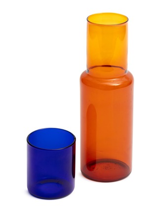 Main View - Click To Enlarge - BLOCK DESIGN - Duo Tone Glass Carafe — Amber/Cobalt
