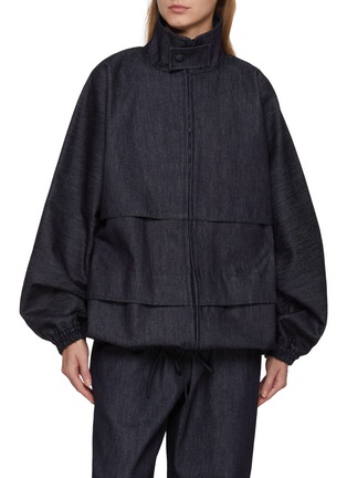 Main View - Click To Enlarge - LACOSTE - High Neck Dark Wash Denim Jacket