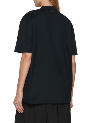 Back View - Click To Enlarge - LACOSTE - Beaded Crocodile Cotton T-Shirt