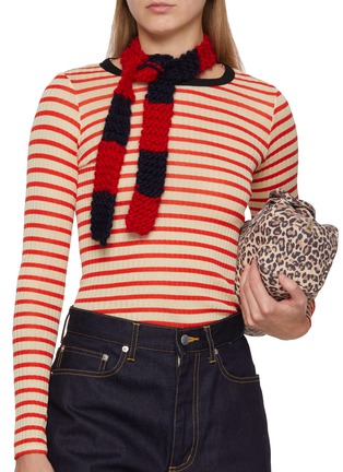 Figure View - Click To Enlarge - LA FETICHE - Quentin Striped Wool Knit Skinny Scarf