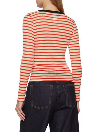 Back View - Click To Enlarge - LA FETICHE - Jackie Raye Long Sleeve Striped Cotton Knit Top