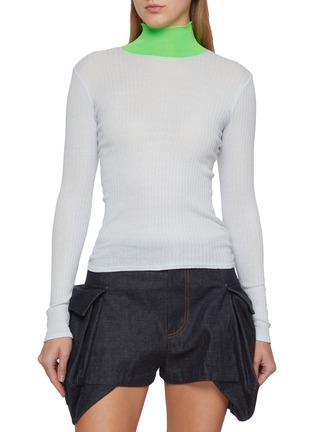 Main View - Click To Enlarge - LA FETICHE - Frederique Long Sleeve Ribbed Cotton Top