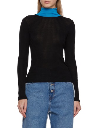 Main View - Click To Enlarge - LA FETICHE - Frederique Long Sleeve Ribbed Cotton Top