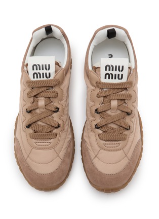 Detail View - Click To Enlarge - MIU MIU - Tyre Technical Fabric Suede Sneakers