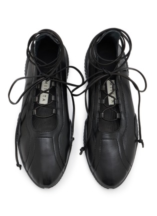 Detail View - Click To Enlarge - MIISTA - Averie Lace Up Leather Flat Ballerinas