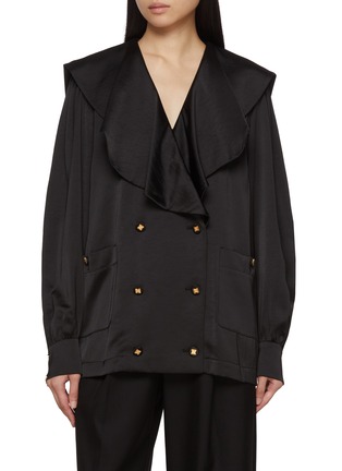Main View - Click To Enlarge - EENK - Oversized Collar Satin Blouse