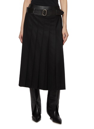 Main View - Click To Enlarge - R2W - Nayla Belted Pleated Leather Skort