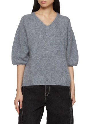Main View - Click To Enlarge - R2W - Elan V-Neck Brushed Cashmere Knit Sweater