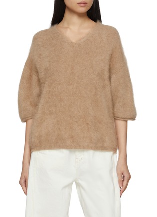 Main View - Click To Enlarge - R2W - Elan V-Neck Brushed Cashmere Knit Sweater
