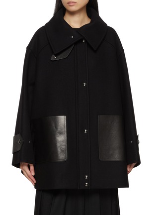 Main View - Click To Enlarge - R2W - Reuben Leather Patch Wool Cashmere Half Coat