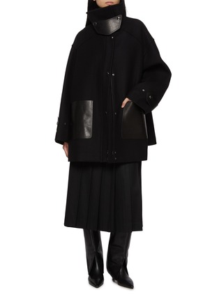 Figure View - Click To Enlarge - R2W - Reuben Leather Patch Wool Cashmere Half Coat