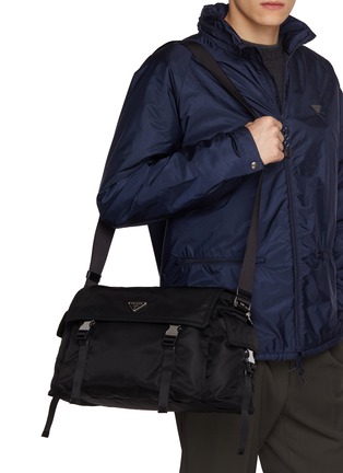 Figure View - Click To Enlarge - PRADA - Explore Re-Nylon Leather Crossbody Bag