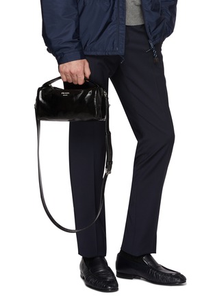 Figure View - Click To Enlarge - PRADA - Embossed Logo Leather Shoulder Bag