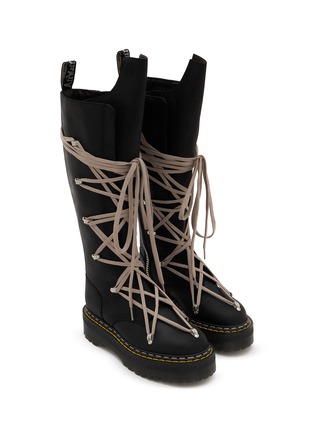 Detail View - Click To Enlarge - RICK OWENS  - x Dr. Martens 1B60 Pentalace Leather Tall Boots