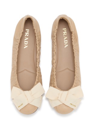 Detail View - Click To Enlarge - PRADA - Bow Leather Ballerina Flats