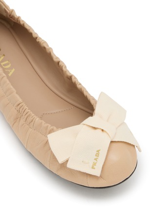 Detail View - Click To Enlarge - PRADA - Bow Leather Ballerina Flats