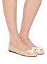 Figure View - Click To Enlarge - PRADA - Bow Leather Ballerina Flats