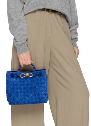 Front View - Click To Enlarge - BOTTEGA VENETA - Small Andiamo Intrecciato Suede Bag