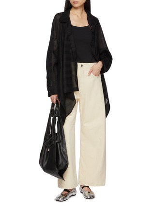 Figure View - Click To Enlarge - BEAUTIFUL PEOPLE - Sheer Stripe Flared Cotton Shirt