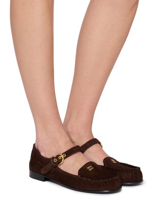 Figure View - Click To Enlarge - MIU MIU - Suede Moccasin Mary Jane