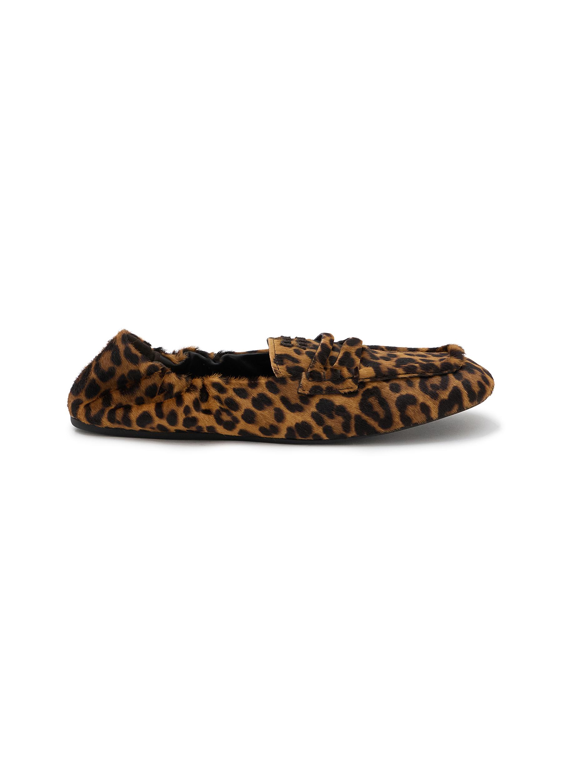 MIU MIU | Leopard Print Calfhair Penny Loafers | Women | Lane Crawford