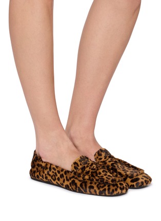 Figure View - Click To Enlarge - MIU MIU - Leopard Print Calfhair Penny Loafers