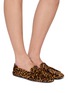 Figure View - Click To Enlarge - MIU MIU - Leopard Print Calfhair Penny Loafers