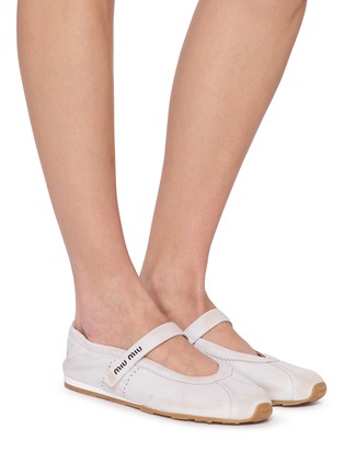 Figure View - Click To Enlarge - MIU MIU - Pume Leather Mary Jane Sneakers