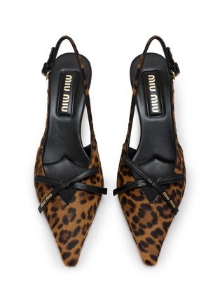 Figure View - Click To Enlarge - MIU MIU - 55 Modellerie Hair Leather Slingback Pumps