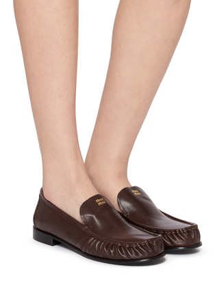 Figure View - Click To Enlarge - MIU MIU - Buffalo Leather Loafers