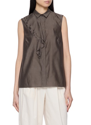 Main View - Click To Enlarge - PESERICO - Draped Front Sheer Back Top