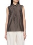 PESERICO Draped Front Sheer Back Top