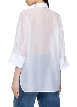 Back View - Click To Enlarge - PESERICO - Sheer Back Dropped Sleeve Shirt