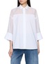 PESERICO Sheer Back Dropped Sleeve Shirt