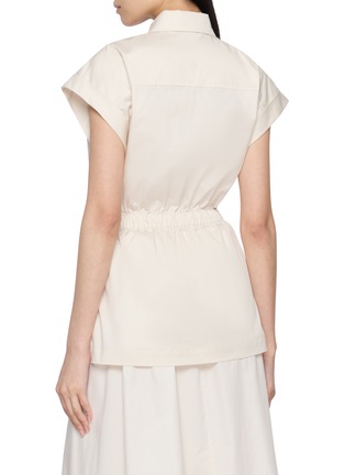 Back View - Click To Enlarge - PESERICO - Drawstring Waist Cap Sleeve Shirt