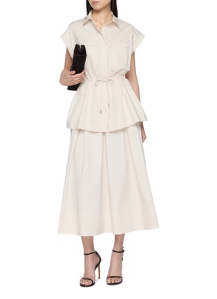 Figure View - Click To Enlarge - PESERICO - Drawstring Waist Cap Sleeve Shirt