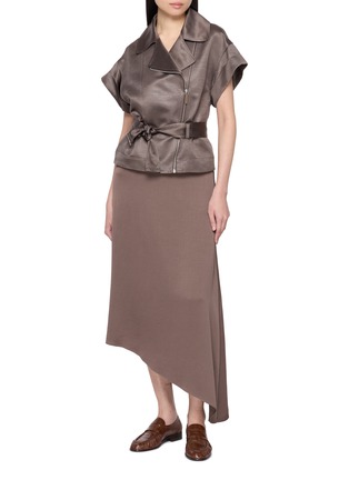 Figure View - Click To Enlarge - PESERICO - Flowy Asymmetric Midi Skirt