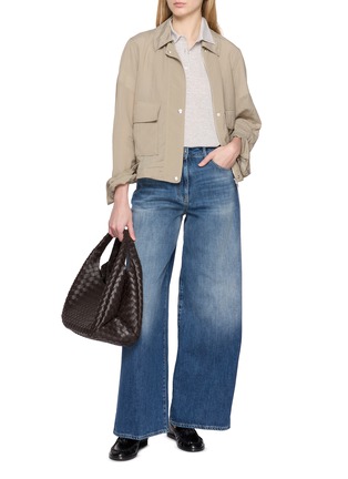 Figure View - Click To Enlarge - PESERICO - Wide Leg Five Pocket Stretch Denim Jeans