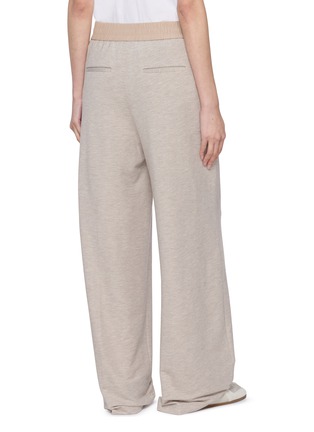 Back View - Click To Enlarge - PESERICO - Elasticated Waist Knitted Cotton Wide Leg Pants