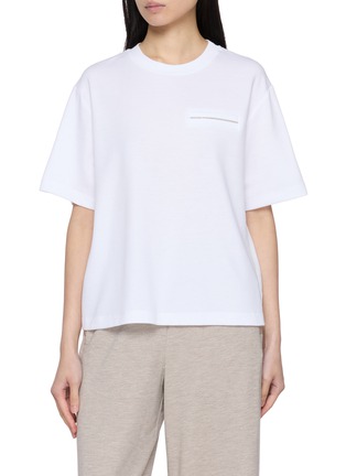Main View - Click To Enlarge - PESERICO - Embellished Pocket T-Shirt