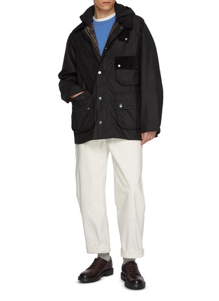 Figure View - Click To Enlarge - BARBOUR - Convertible Collar Waxed Cotton Jacket