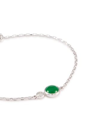 Detail View - Click To Enlarge - LC COLLECTION LABEL - 18K White Gold Diamond Cobochon Jadeite Bracelet
