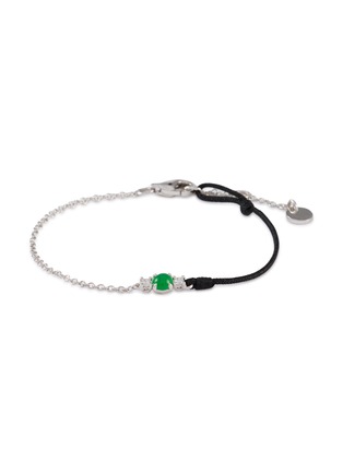 Main View - Click To Enlarge - LC COLLECTION LABEL - 18K White Gold Diamond Cabochon Jadeite Thread Bracelet — Small