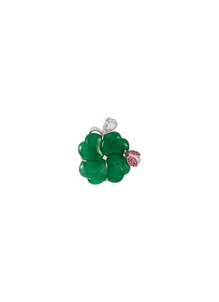 SAMUEL KUNG | 18K White Gold Jadeite Diamond Ruby Pendant